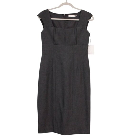 NWT Calvin Klein Sheath Dress Size 4 Career Business Casual Office Workwear Gray - Picture 1 of 13